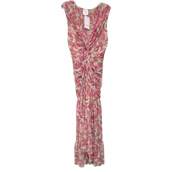 NWT Misa Los Angeles Ava Paisley Print Stretch-Tulle Midi Dress - Picture 8 of 10